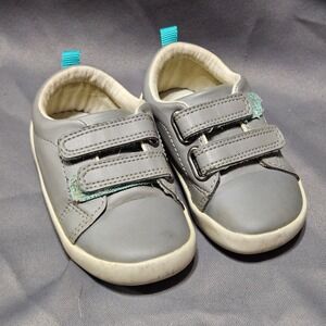 Ten Little Everyday Toddler Sneakers Grey Vegan Leather Size 6 Hook Loop